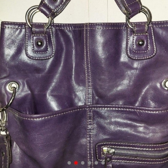 Nine west Purple deep purse with color pop dots interiors - Picture 2 of 6